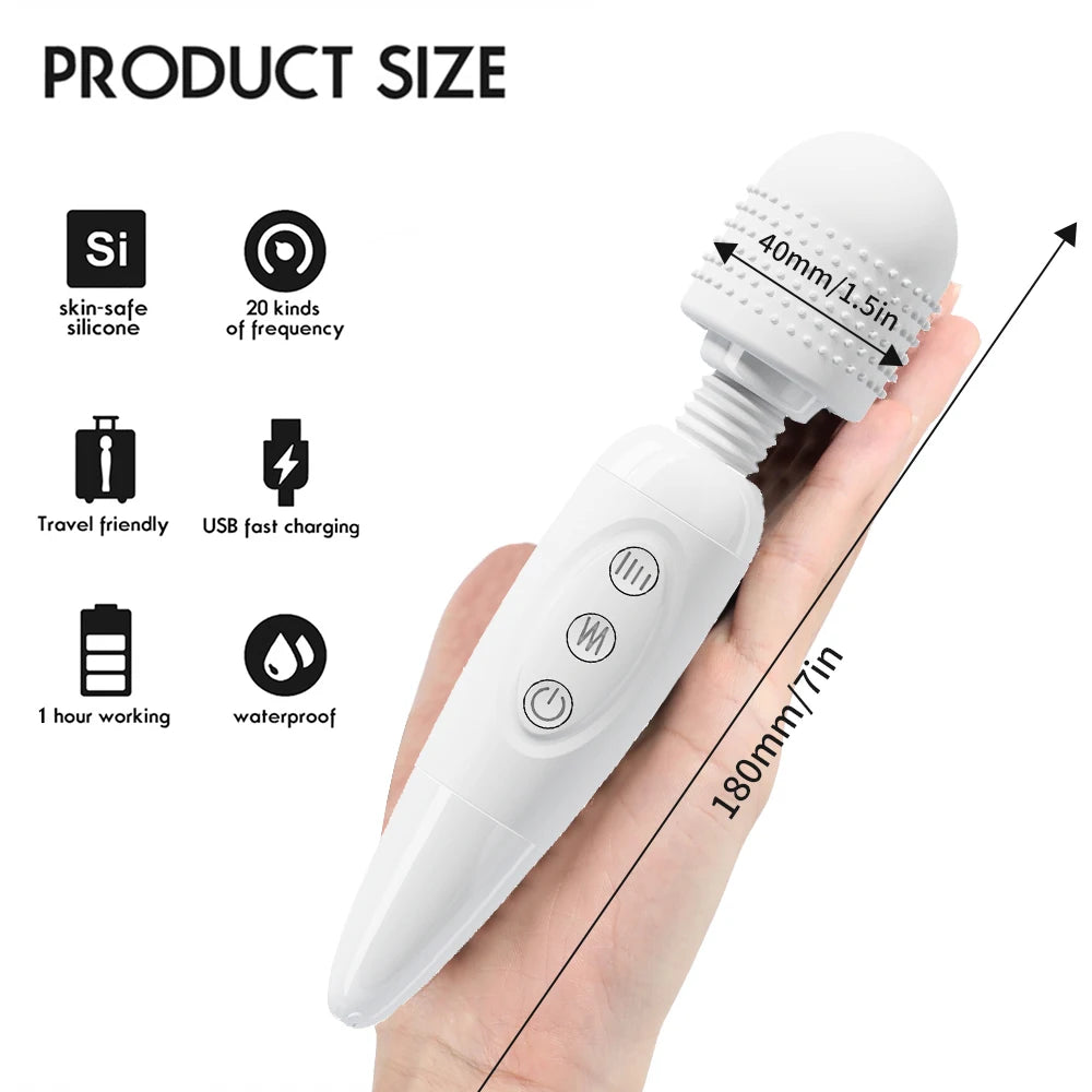 Electric Massager Stick 8 Intensity Levels 20 Vibration Modes Suitable for Neck foot head back Health Massage Gun Portable
