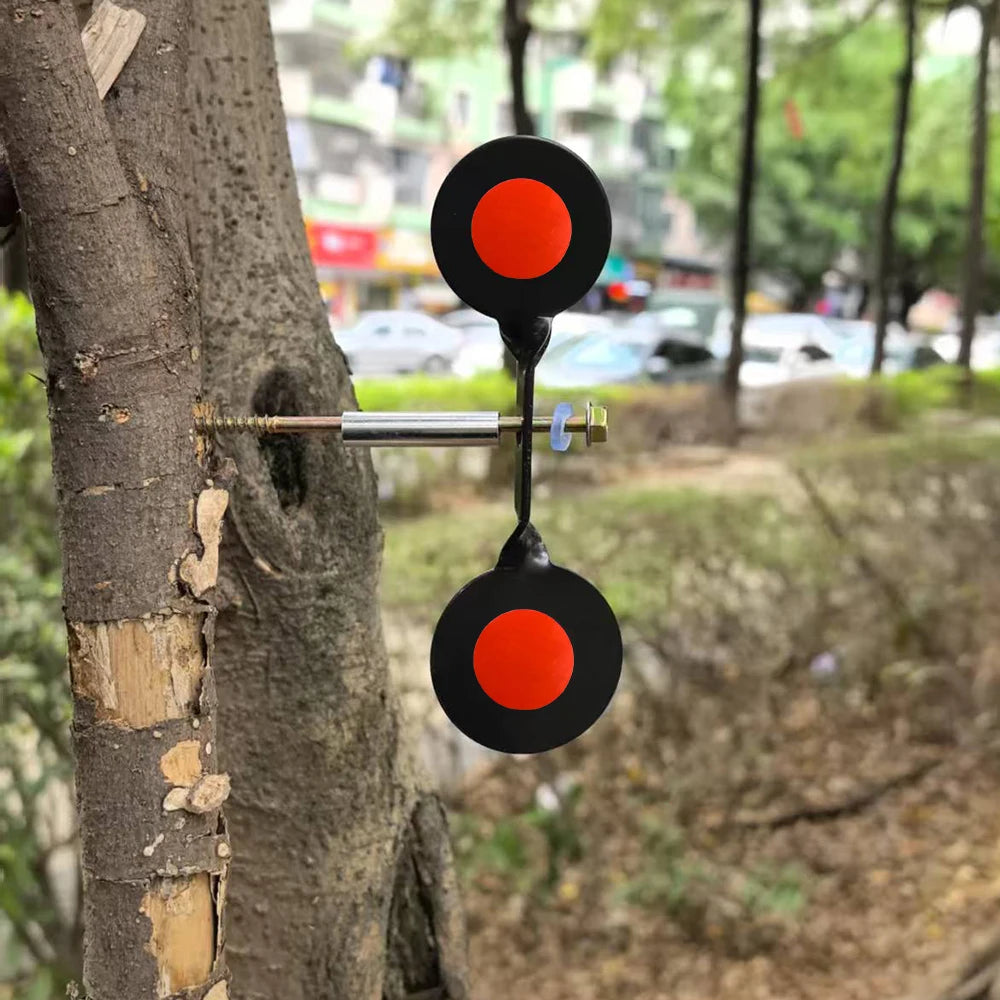 Thickened 3mm Indoor and Outdoor Slingshot Shooting Practice Double-Headed Round Target 360-Degree Rotating Steel Shooting Targe
