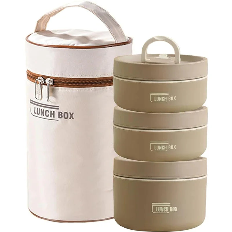 3pcs Insulated Lunch Box 304 Stainless Steel Food Grade Lunch Box Set with Insulation Bag 3 Individually Stackable Lunch Boxes