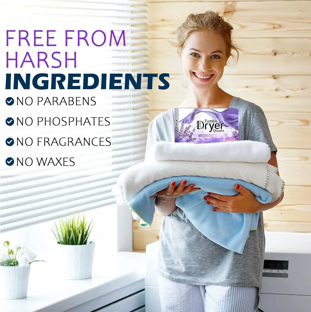 Dryer Sheets Bulk,Natural Plant Fabric Softener Anti Static Wrinkle Release Fresh Scent Laundry Sheets for Tumble Dryer Home Use
