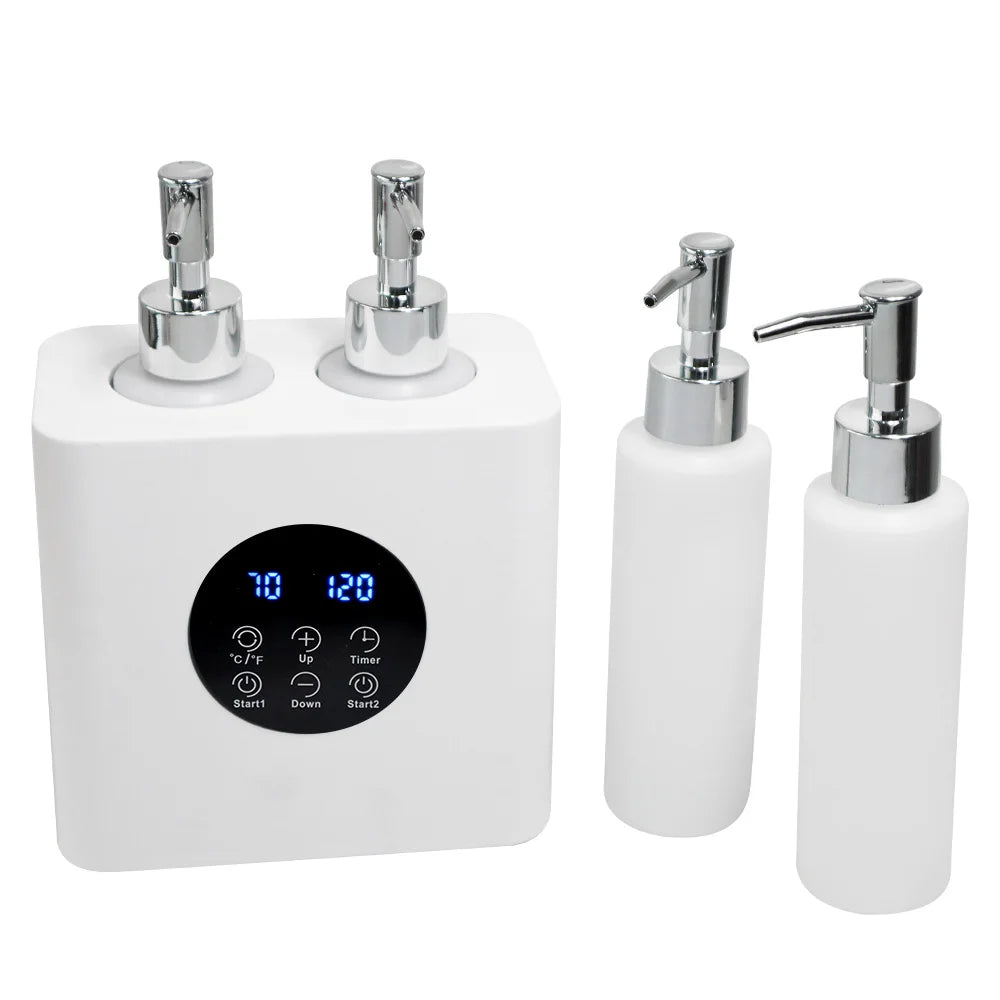 Double Bottle Massage Oil Heater Electric Lotion Cream Heater LED Display Baby Bottles Sub Bottled For Family Professional Salon