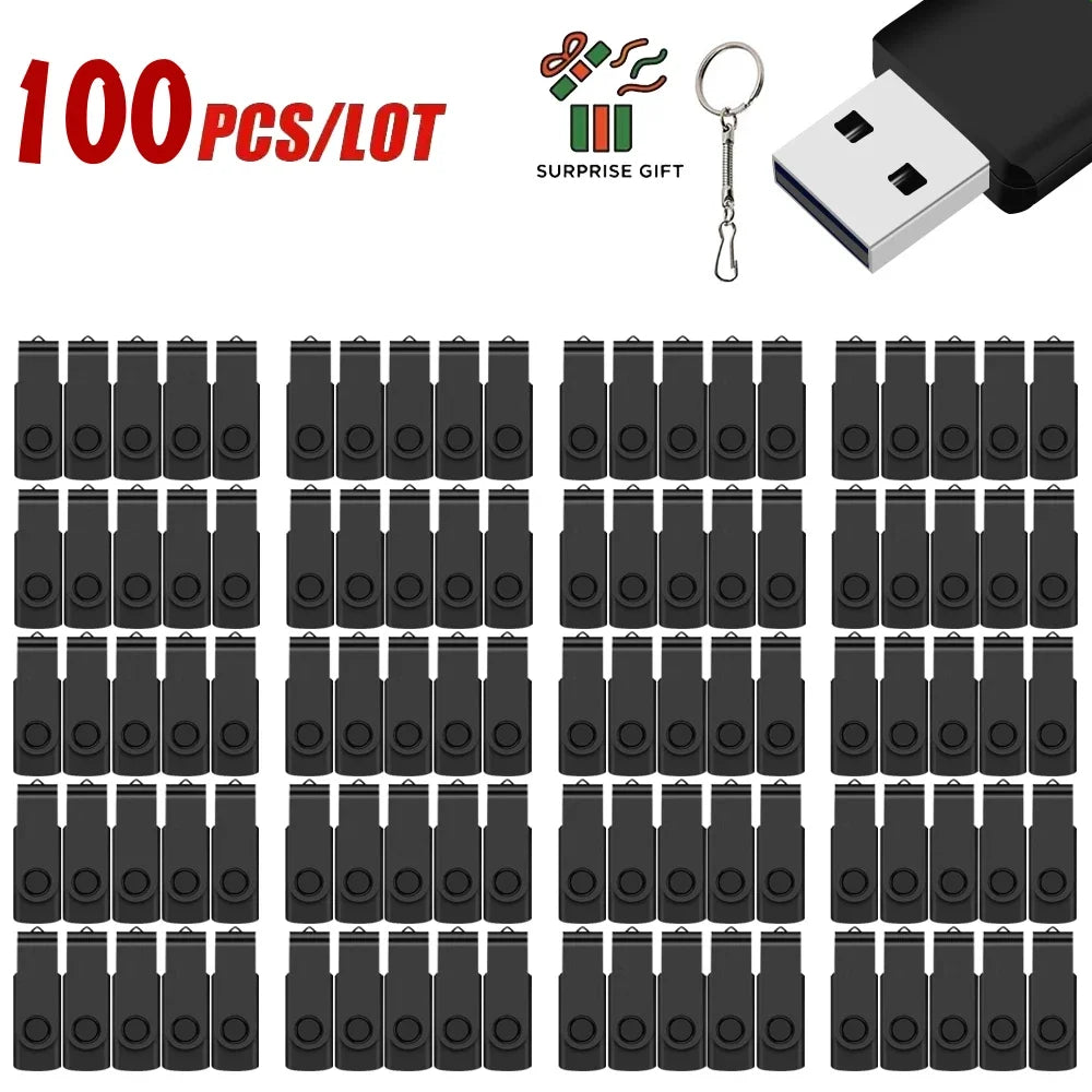 Free Custom 100PCS USB Flash Drive 128mb 4GB 8GB 16G Metal Pendrive 32GB 64GB Photography Studio Gift 128GB Venue Gift Pen Drive