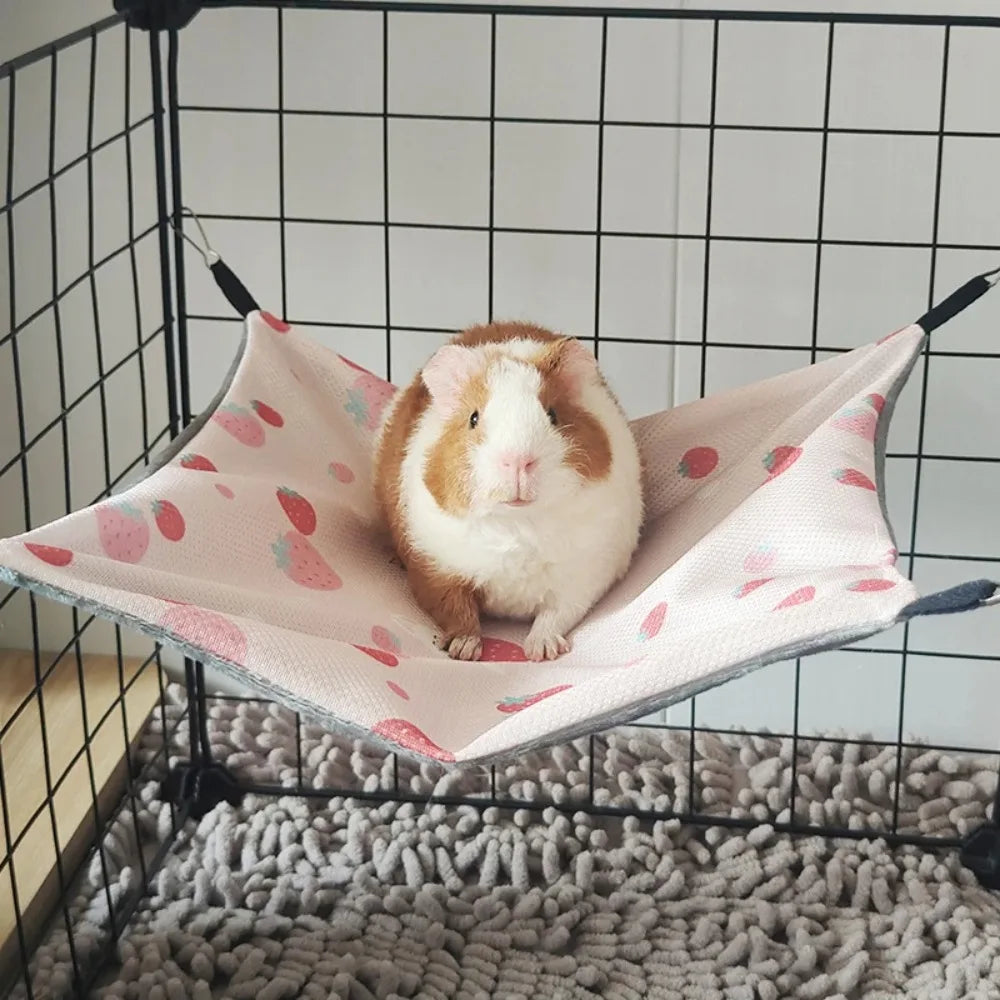 Creative Double-sided Guinea Pig Hammock Ice Silk Skin-Friendly Hamster Hammock Hanging Breathable Small Pet Supplies