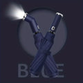 10 bone fully automatic three fold umbrella, rotatable LED flashlight, business wind resistant folding umbrella, sunny umbrella