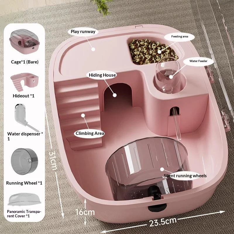Luxury Large Capacity Hamster Golden Hamster Cage Habitat Villa Large 2-Layer Platform Cage Hiding Nest Small Pet Supplies