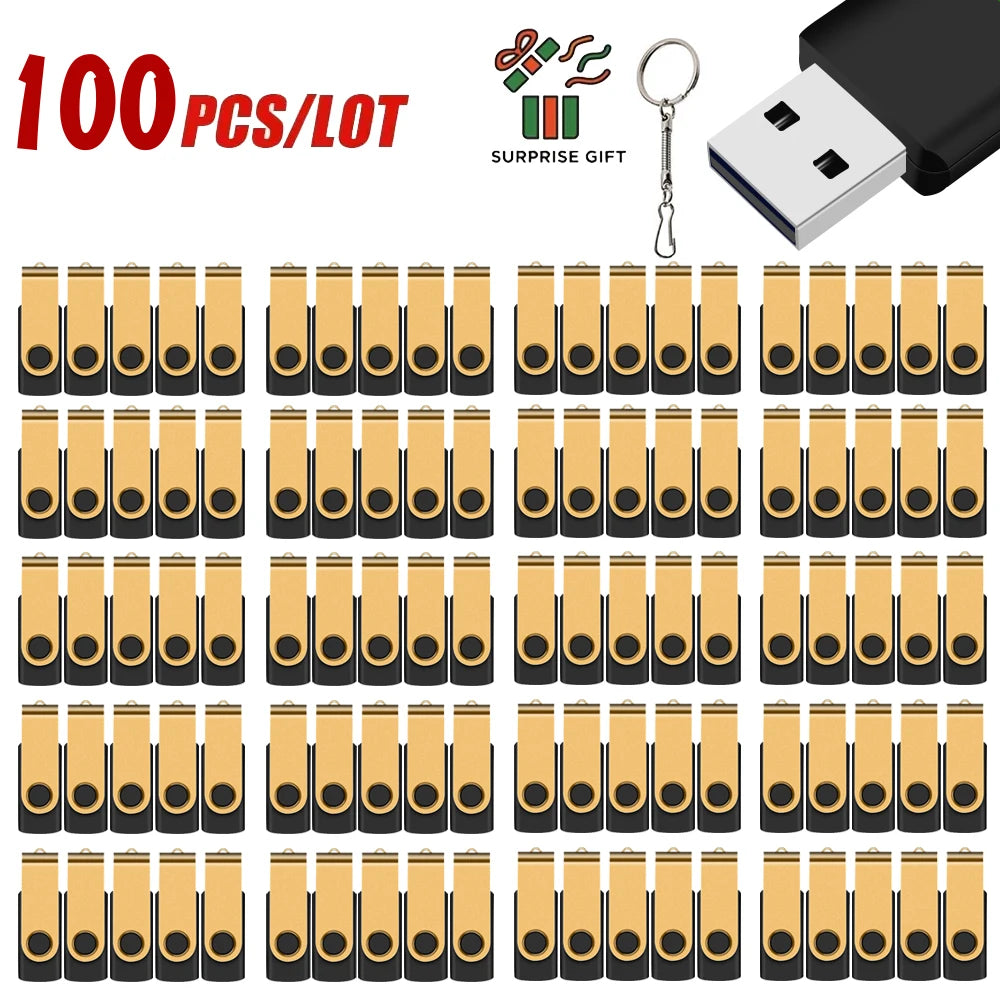 Free Custom 100PCS USB Flash Drive 128mb 4GB 8GB 16G Metal Pendrive 32GB 64GB Photography Studio Gift 128GB Venue Gift Pen Drive
