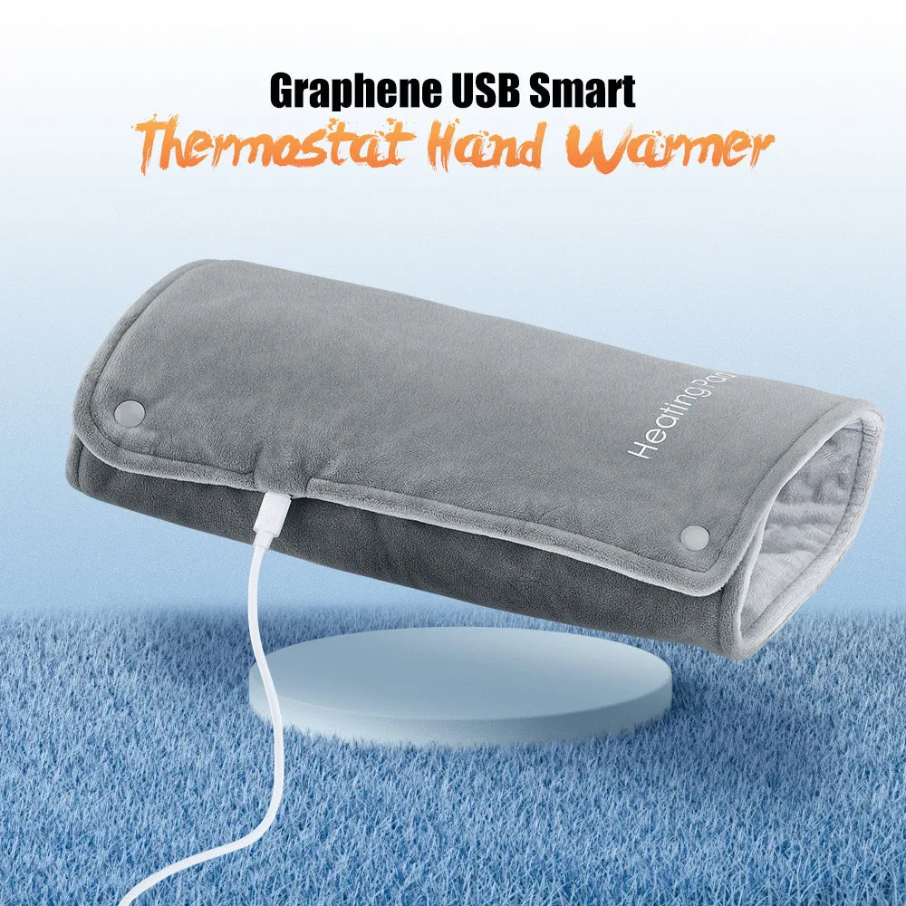 Nuovo scaldamani a grafene a riscaldamento rapido con temperatura regolabile e timer, alimentazione USB, ideale per ufficio e casa