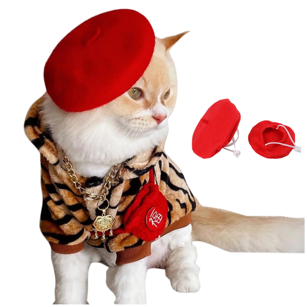 Dog Beret Hats Cat Hats Fashion Four Seasons Funny Wool Winter Pet Hat Mini Monochrome Cat Beret Cute Pet Casual Travel Outfit