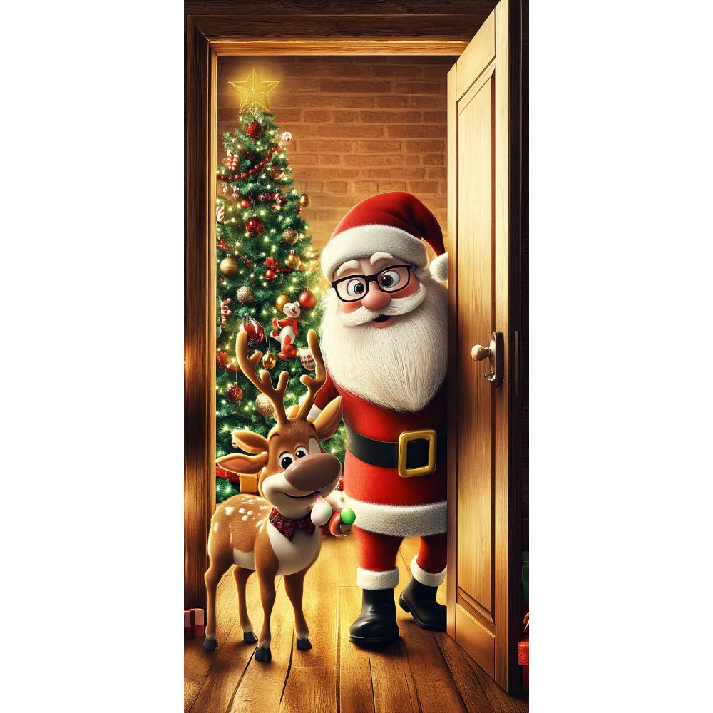 Christmas Door Hanging Banner Merry Christmas Decoration For Home  Navidad Christmas Wall stickers Xmas Gift New Year