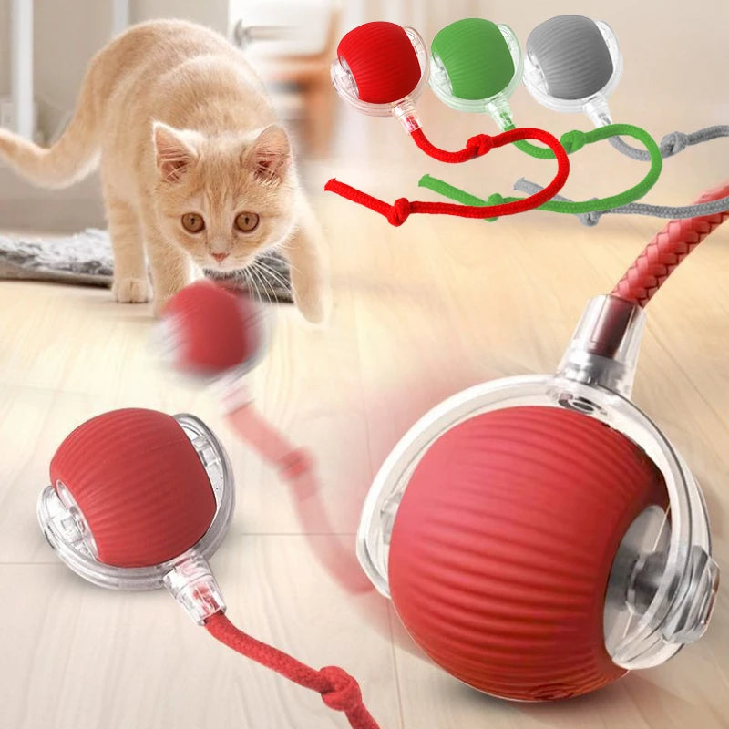 Cat Interactive Ball Toy Automatic Rolling Ball Faux Tail Smart Pet Electric Toy Cat Training Imitate Mouse Toy Pet Supplies