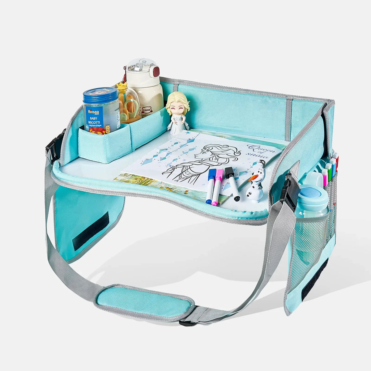 Baby Kids Car Seat Travel Portable Drawing Board Waterproof Safety Seat Play Snack Draw Table Organizer Storeage Table
