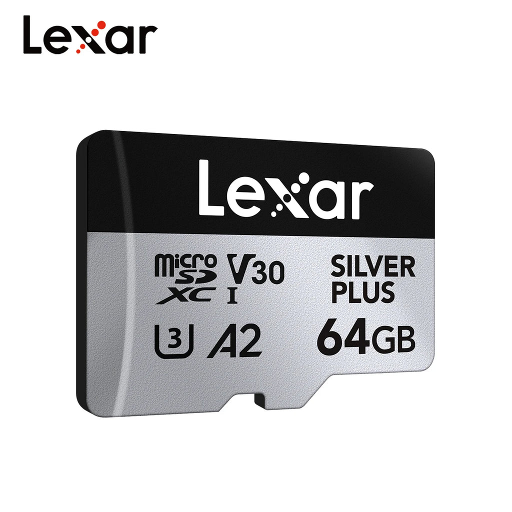 Lexar SILVER PLUS Memory Card 64GB 128GB 256GB Read Speed Up To 205mb/s A2 V30 4K UHD TF 1366x Card Professional Micro SD Card