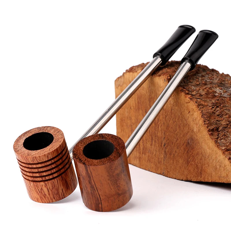 Red Sandalwood Smoking Pipe For Men Portable Straight Solid Wood Tobacco Pipes Dry Week Small Wooden Pipe Tool
