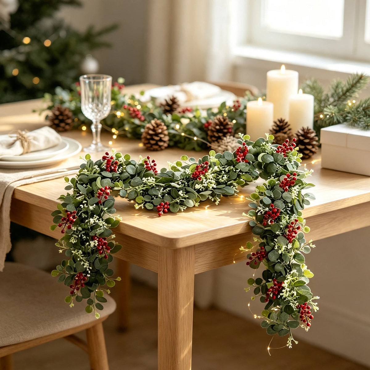 Artificial Greenery Foliage Vine Plant Christmas Outdoor Holiday Party Store Wedding Garland Home Wall Arch DIY Decorative Gifts