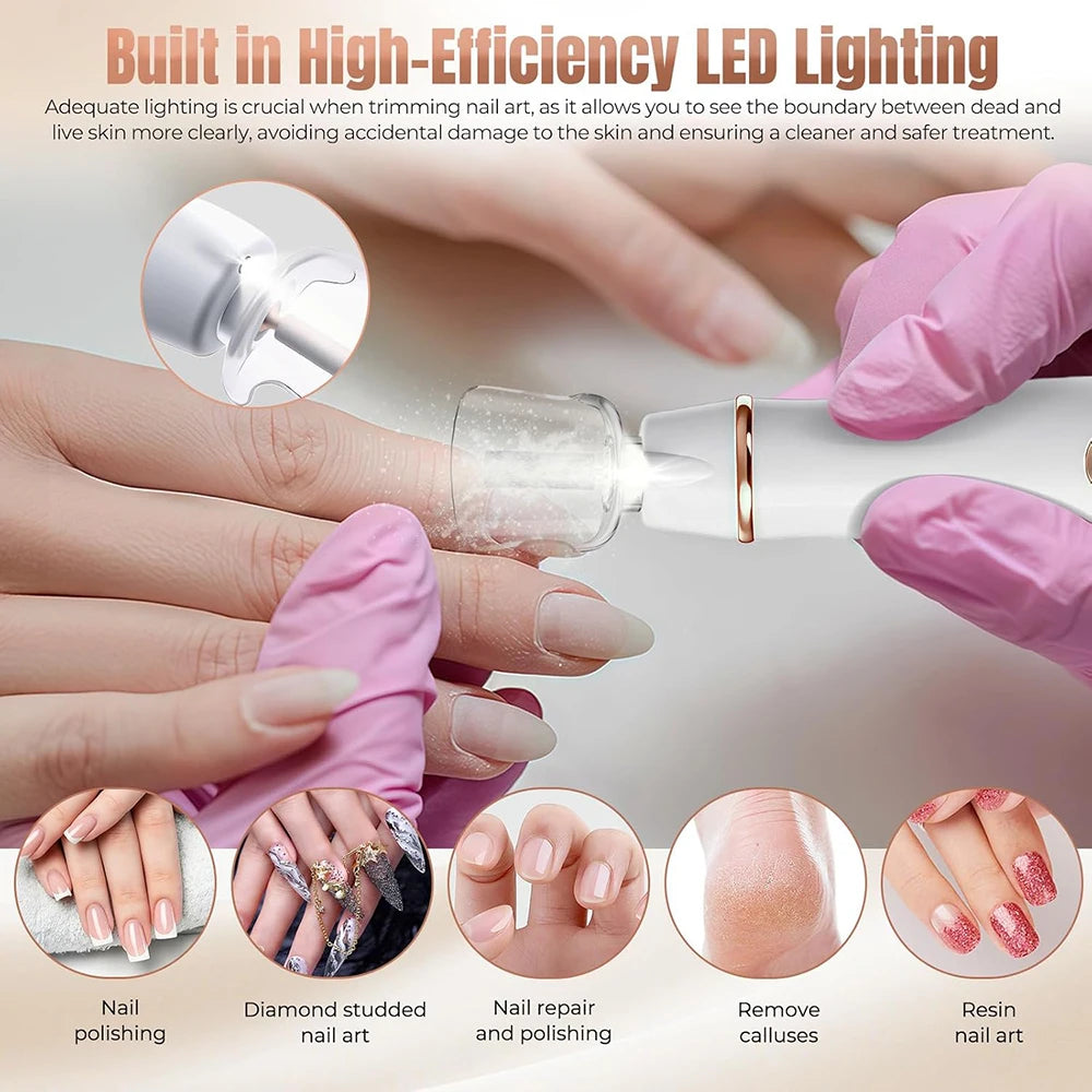 Professional Manicure Pedicure Kit Electric Nail File Set Cordless Nail Drill Machine 10 Speed Nail Tool for Grind Trim Polish