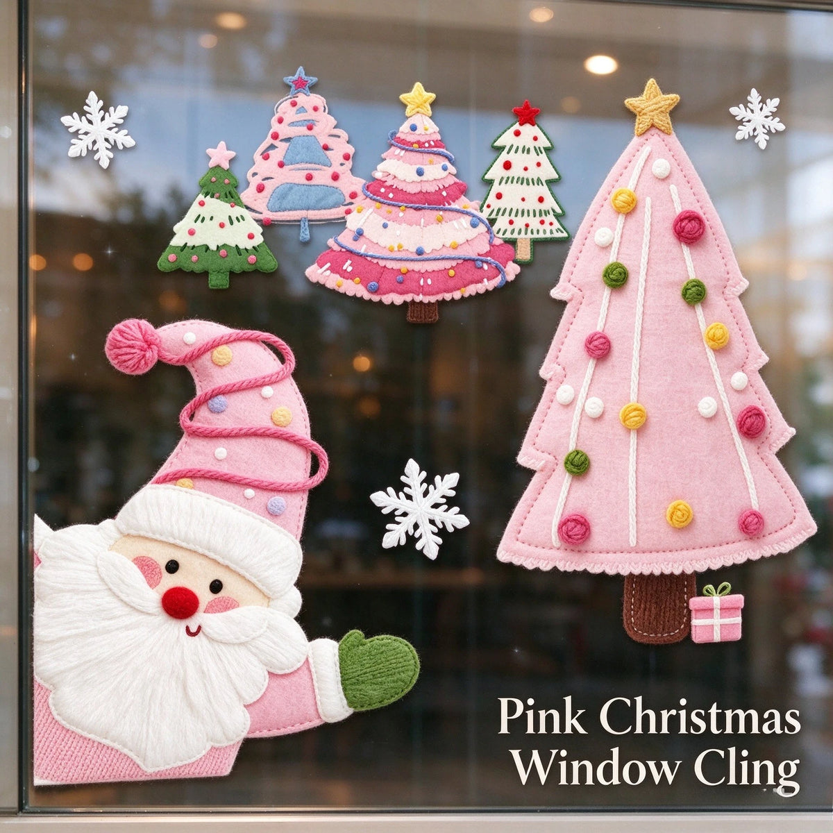 Merry Christmas Static Window Stickers Cartoon Santa Snowflake Glass Decals Reusable No Glue Xmas Home Shop Decor