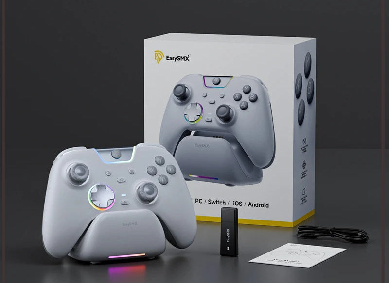 EasySMX White Black Gamepad X05 Pro Wireless PC Gaming Controller for PC Windows iOS Switch Android with Charging Dock