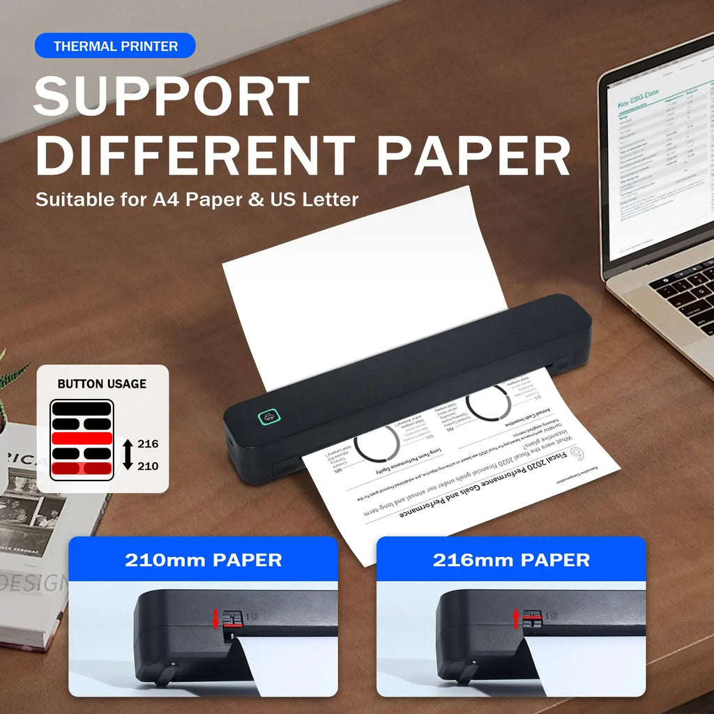 Wireless Portable 8-Inch Thermal Tattoo Printer Includes Transfer Sheets - for Smartphones, PCs, Home, Travel, Office & Creative