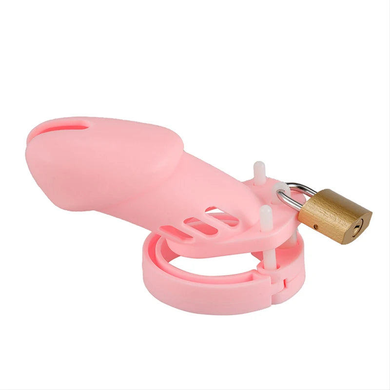 Silicone Urethra Chastity Lock with 5 Snap Ring Penis Bondage Adult Men's Chastity Cage Cock Restriction BDSM Abstainer Sextoys
