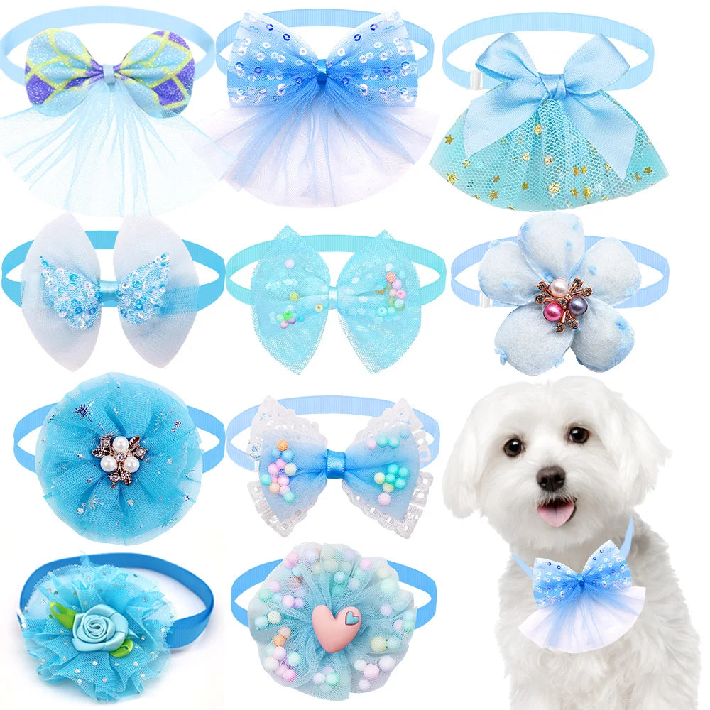 50PS Small Dog Cat Bowtie Cute Bulk Lace Pet Dog  Bowties Collar For Dogs  Grooming Accessories Pet Supplies For Small Dogs