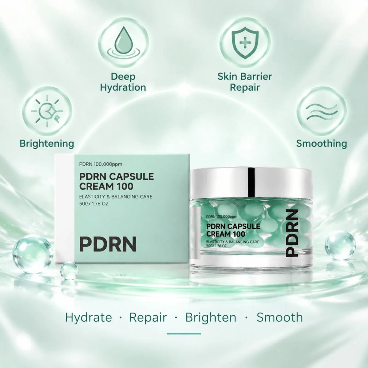 PDRN Moisturizing Capsule Cream Hydrating Skin Repair Cream Even Bright Tone Non Sticky Firming Smoothing Pore Face Skincare