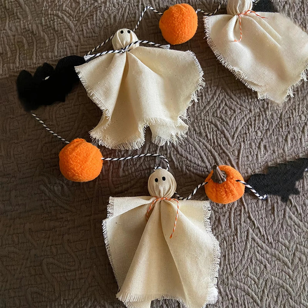 Halloween Ghost Garland Spooky Hanging Decor for Farmhouse Party Halloween Decoration Scary Hanging Ornaments