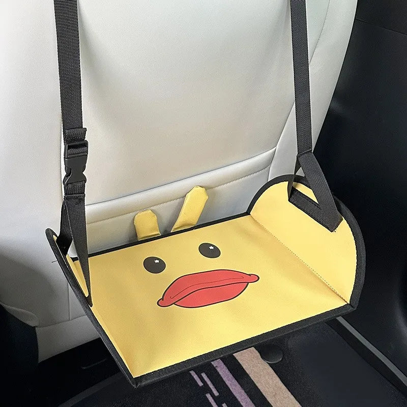 Kids Cartoon Car Seat Foot Support Universal Bear Car Travel Rest Foot Mat Portable Auto Backseat Suspension Hammock Footstool