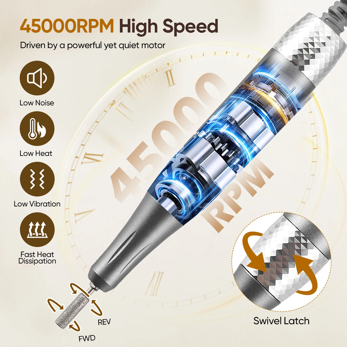 Electric Nail Drill 50W 40000RPM Professional Manicure Machine Portable Nails Sander Nail Salon Polisher Equipment Tools