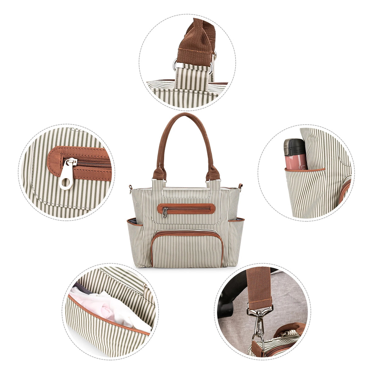 7pcs Nappy Changing Bag Set,Multifunction Mummy Tote Bag Baby Changing Bag Shoulder Handbag Travel Diaper Bag