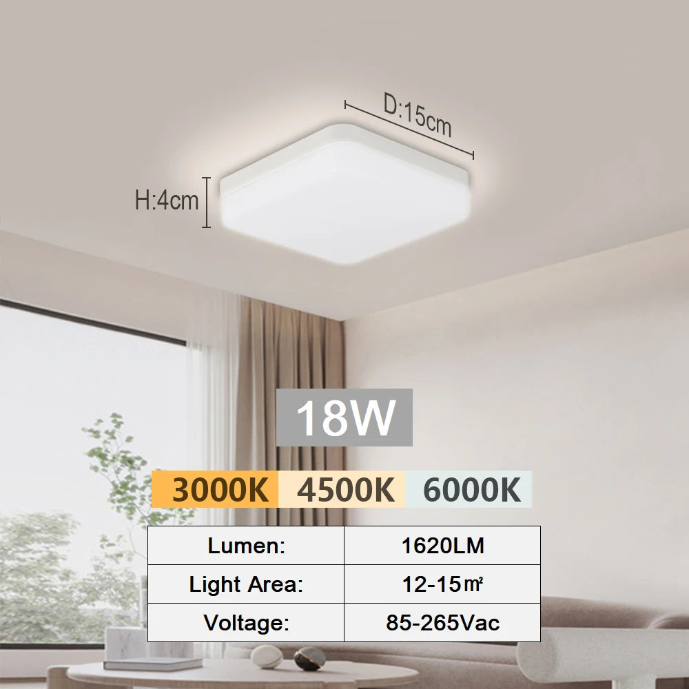 Round LED Ceiling Light Simple Square Ceiling Lights Modern Kitchen Ceiling Lighting Fixture Led Panel Lamp for Balcony Corridor