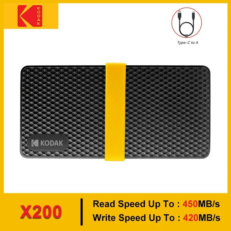 Kodak X200 Portable SSD 2TB 1TB 512GB 256GB USB 3.1 Type C External Solid State Drive for PS4 Laptop MacBook PC