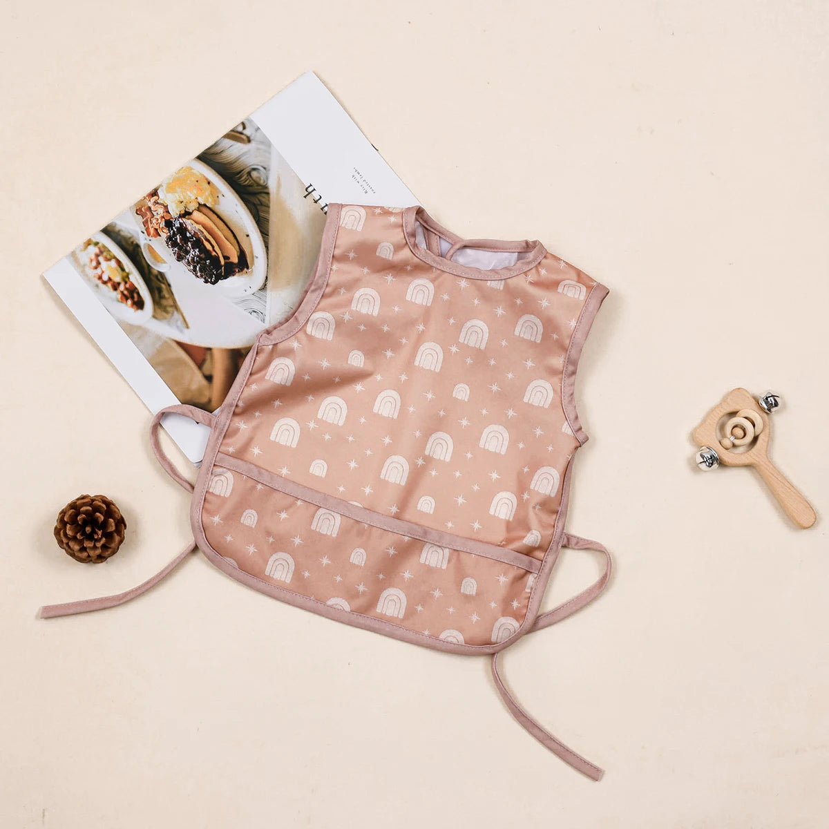 baby feeding bibs waterproof magic tape recycled fabric breathable fashion print baby saliva towel