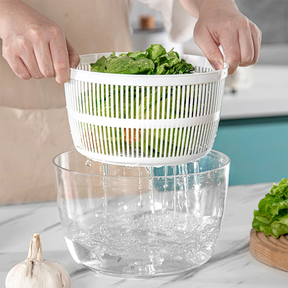 3L Salad Spinner Large Salad Sowl With Lid One-handed Easy Press Salad Spinner Washer Dryer Drainer Mixer JT249