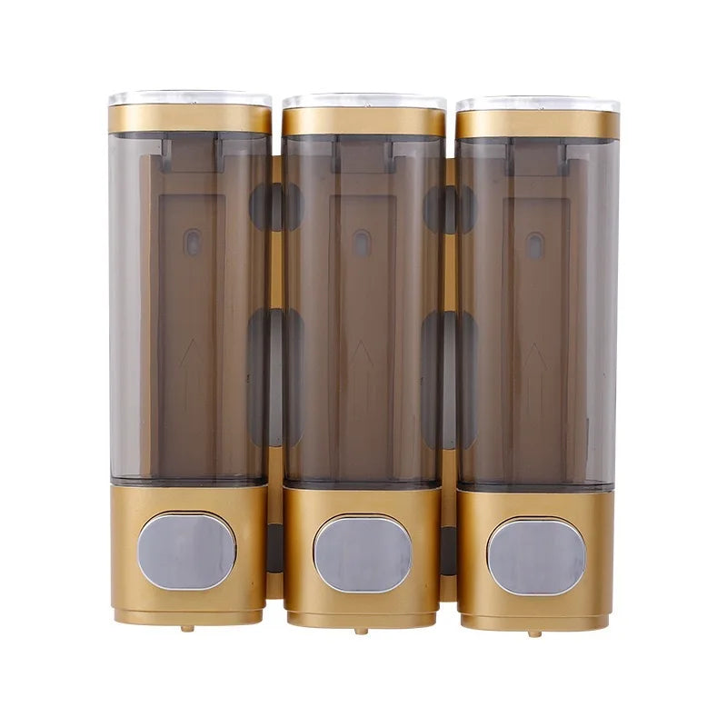 Liquid Soap Dispenser Three-Head  Shower and Lotion Dispenser Waterproof Shampoo Gel Container Wall Mount with Clear Window