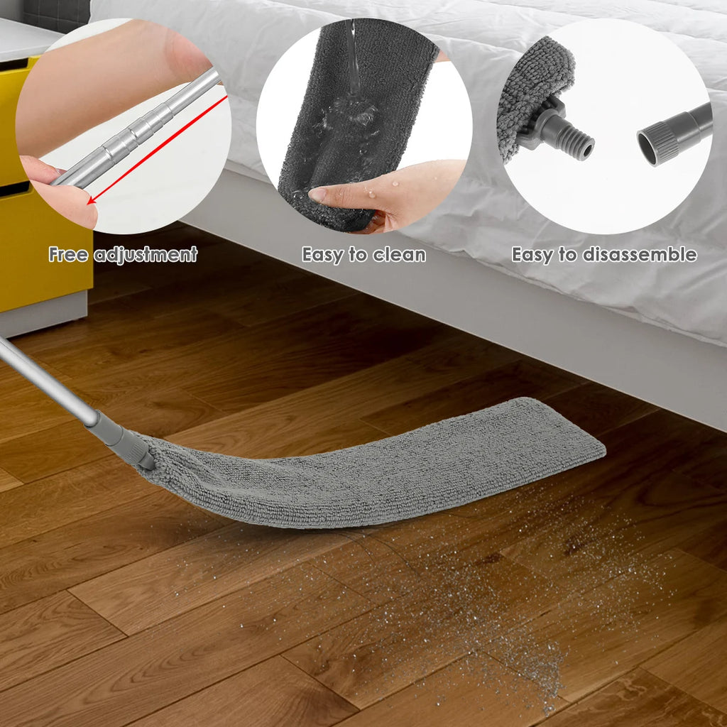 Gap Dust Cleaner Retractable Microfiber Gap Dust Brush Flexible Long Flat Gap Duster with Extendable Pole and Cloth Cover
