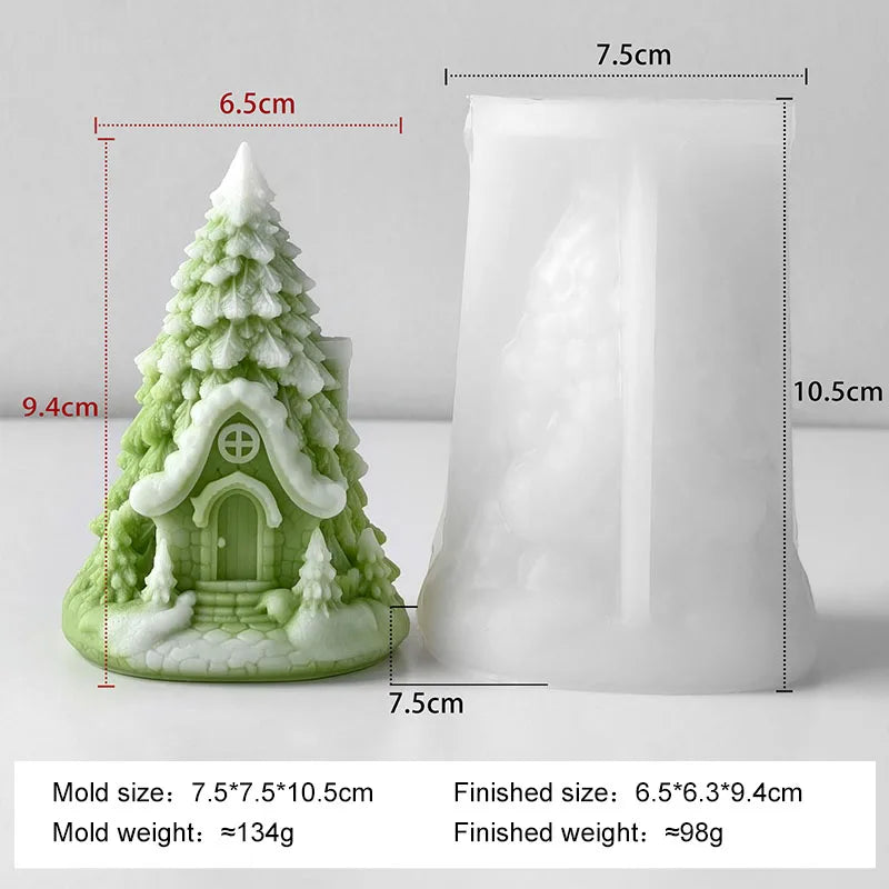 Christmas Tree House Epoxy Resin Casting Silicone Mould Aromatherapy Gypsum Candle DIY Home Decoration Mold