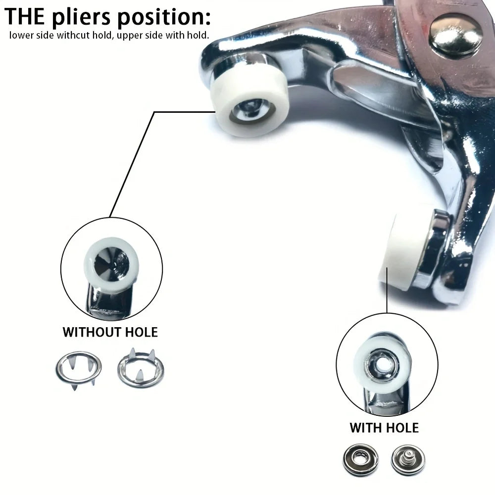200pcs Metal Sewing Buttons And 1pc Snap Fastener Pliers Set - Easy DIY Clothes Buckle Installation