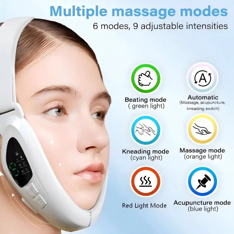 V Face Double Chin Remover & Gua Sha Massage Tool Electric Face Skin Lifting Firming Beauty Device Double Chin Reducer