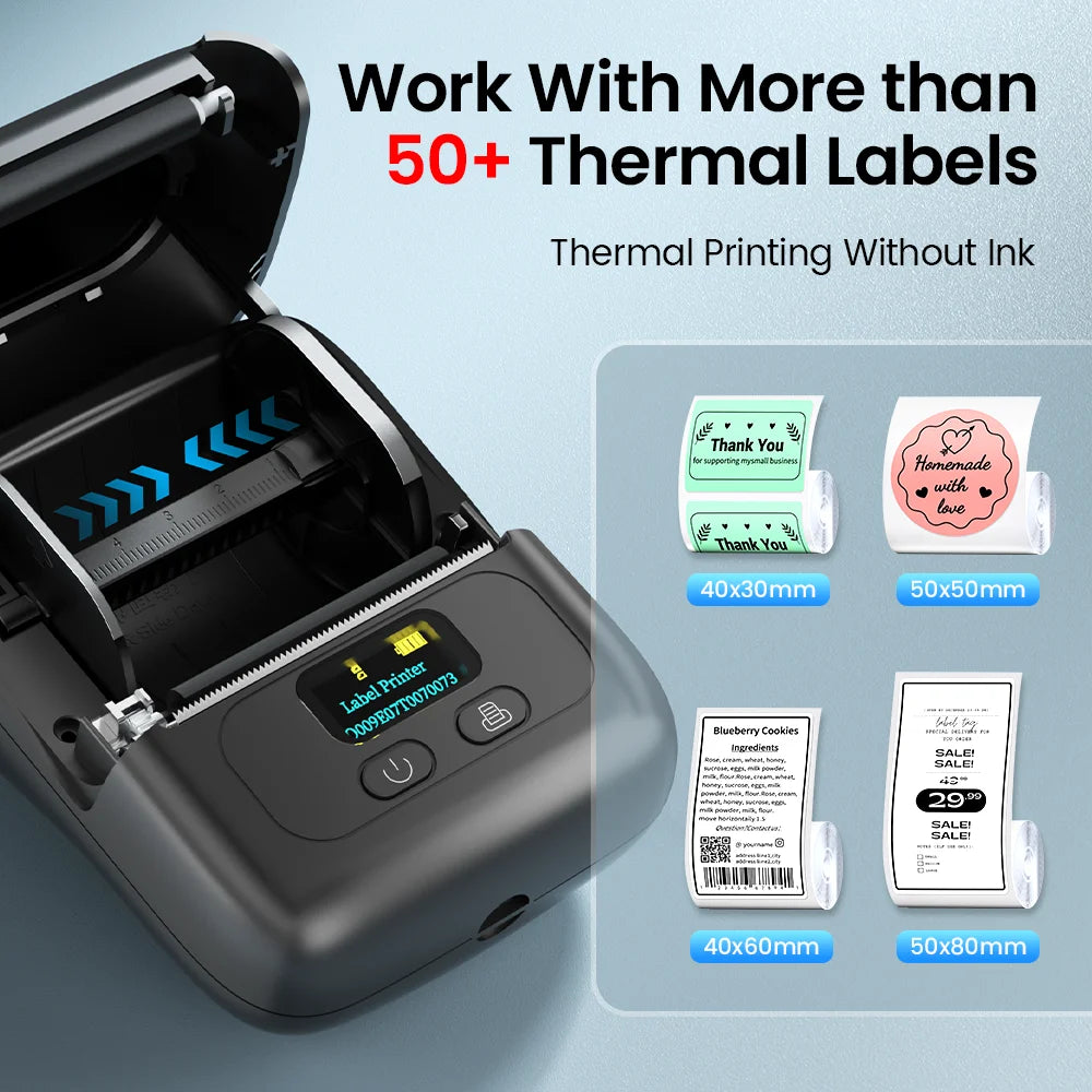 Phomemo 203dpi M110 M220 M108 Label Maker Tag Price Portable Thermal Label Printer with White Photo Labels for Bakery/Business