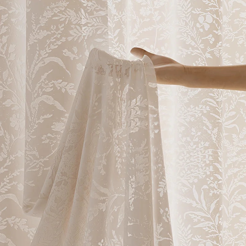 Modern Jacquard Shower Curtain, Featuring Hollow Relief Embroidery of Moonlit Branches, Made from High-Quality Thickened Fabric
