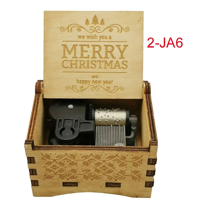 《We Wish You A Merry Christmas》Wooden 18-tone Music Box Desktop Decorative Ornaments New Year's Party Gift For Friends ﻿