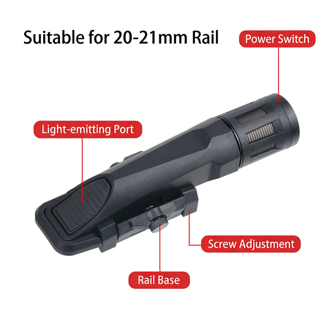 Tactical INFORCE WML Scout Light Rifle Flashlight Picatinny Rail for AKTorch AR15 HK416 AirsoftHunting Constant Strobe Momentary