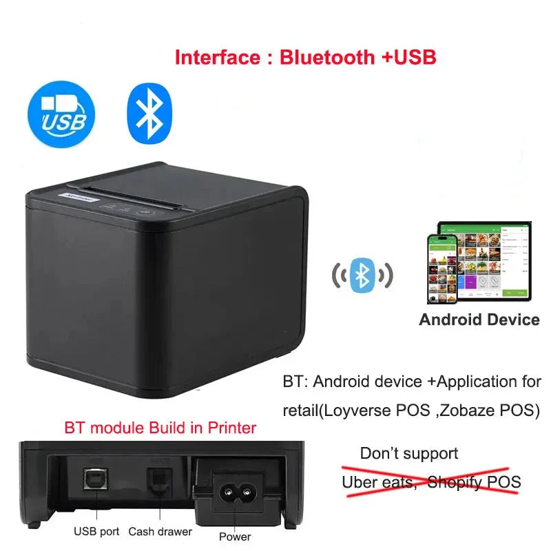 Xprinter 80mm Auto-cutter Thermal Receipt/Bill Printer 200MM/S POS With Usb/Ethernet/Bluetooth/Wifi For Kitchen/Restaurant