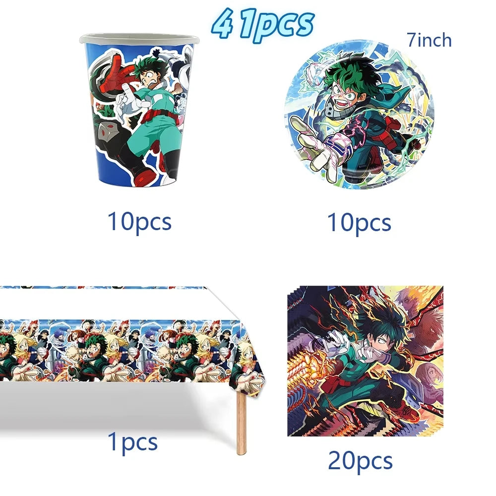 My Hero Academia Birthday Party Decoration Disposable Tableware Cup Plate Balloon Backdrop Banner Kid Favor Baby Shower Supplies