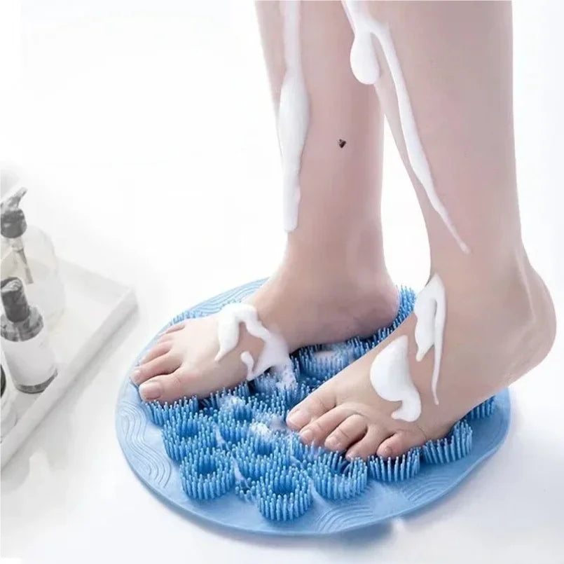 Exfoliating Shower Massage Scraper Bathroom Non-slip Bath Mat Back Massage Brush Silicone Foot Wash Body Cleaning Bathing Tool