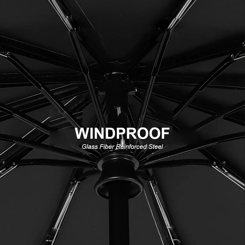 Large 24-Rib Solid Color Automatic Umbrella, Lightweight Collapsible Oversized Outdoor Sunshade with UV Protection