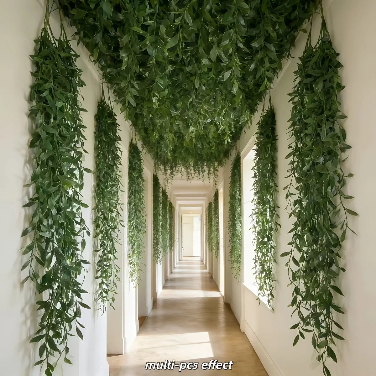 10pc Extra-Long Deluxe Willow Leaf Vine Elegant Artificial Greenery Faux Evergreen Hanging Vine with Dense Green Leaves 2026