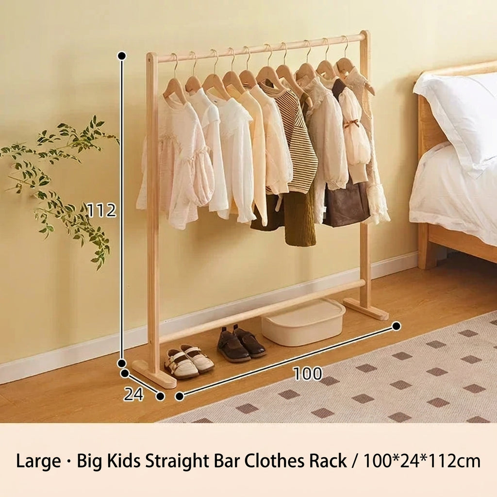 Kids Solid Wood Folding Clothes Rack Simplistic Design Effective Coat Hanging Solution with Landing Rod Adaptable Use Stylish