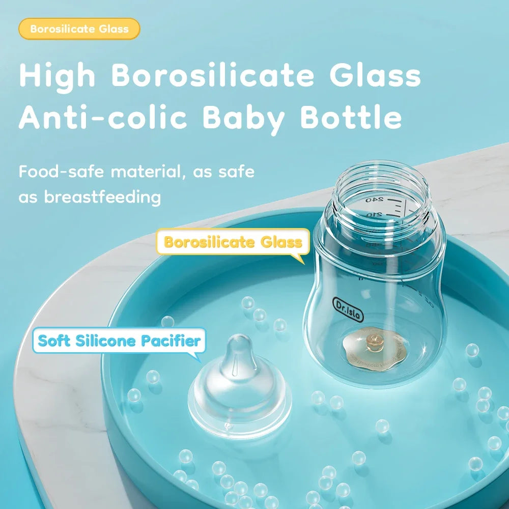 Newborn Feeding Glass Bottles 80/160/240ml High Borosilicate Wide-mouthed Anti-bloating Clear Scale Baby Bottle GB61