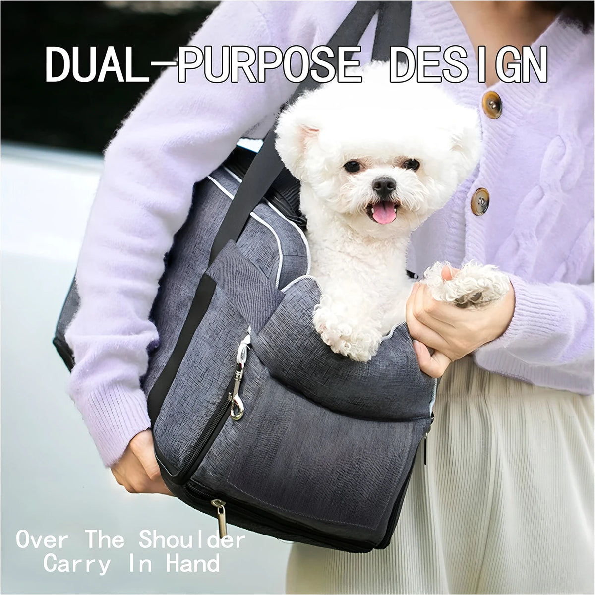 Grey Square Center Console Pet Nest All Season Universal 2 In 1 Car Dog Booster Seat Adjustable Shoulder Strap Removable Washable Car Armrest Pet Carrier Outdoor Hiking Travel Small Dog Cat Auto Safety Bed Pet Accessor